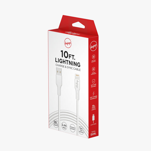 Deejays D24 10FT Lightning USB Cable - White - D24L-1.jpg