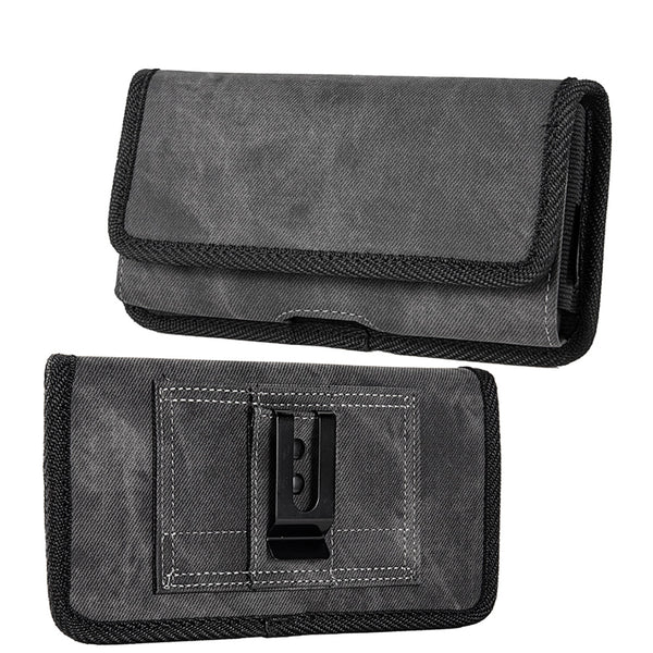 LUXMO Extra Large Horizontal Universal Pouch w/ Dual Card Slots - Dark Denim Fabric