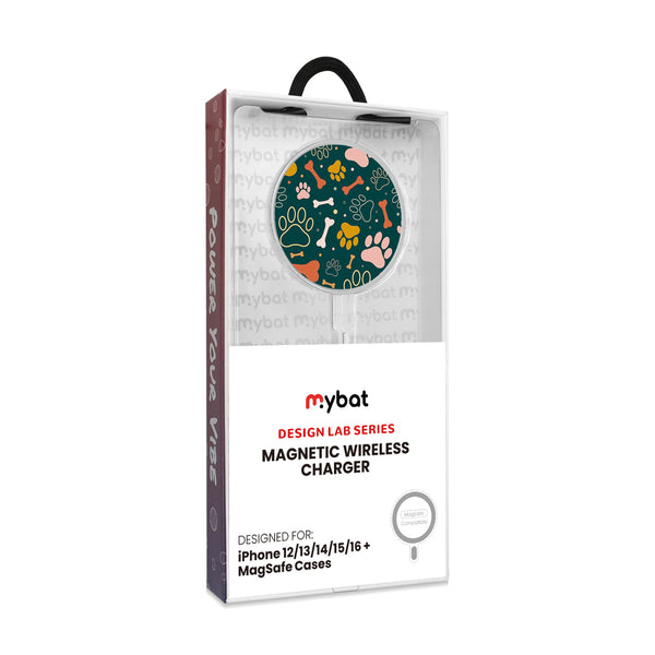 MyBat Design Lab Magnetic Wireless Charger - Silver - Paw Prints & Bones - MCGWIRC18SL-003-8.jpg