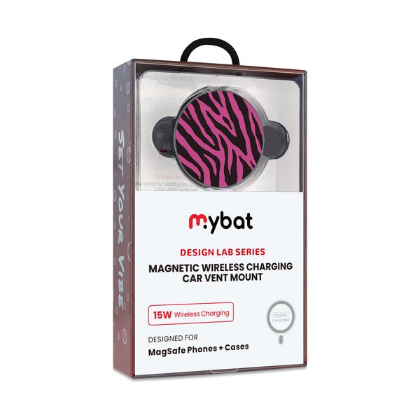 MyBat Design Lab Magnetic Wireless Charging Vent Mount - Black - Pink Zebra Print - MCGWIRC21BK-010-10.jpg