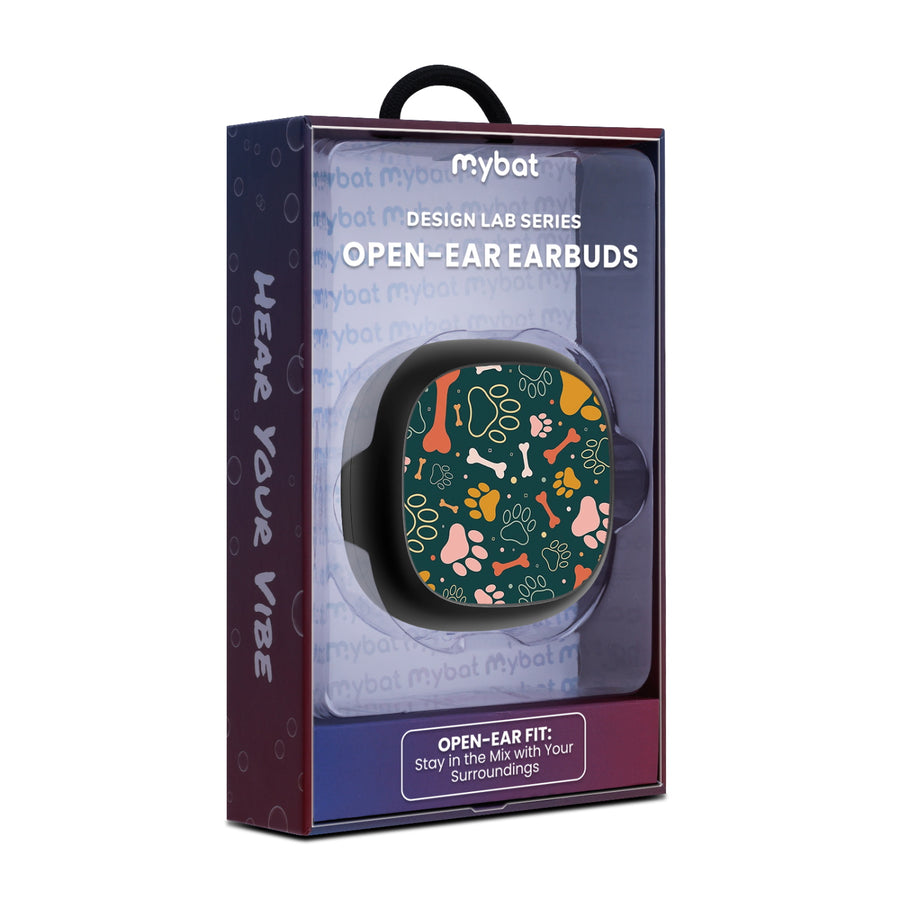 MyBat Design Lab Open-Ear Earbuds - Black - Paw Prints & Bones - MFHSBTST251-003-10.jpg