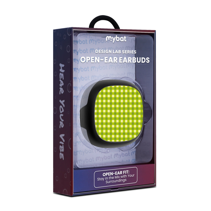 MyBat Design Lab Open-Ear Earbuds - Black - Green Gingham - MFHSBTST251-476-10.jpg