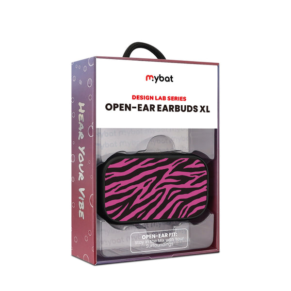 MyBat Design Lab Open-Ear Earbuds XL - Black - Pink Zebra Print - MFHSBTST271-010-10.jpg