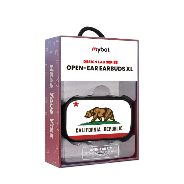 MyBat Design Lab Open-Ear Earbuds XL - Black - California State Flag - MFHSBTST271-027-10.jpg