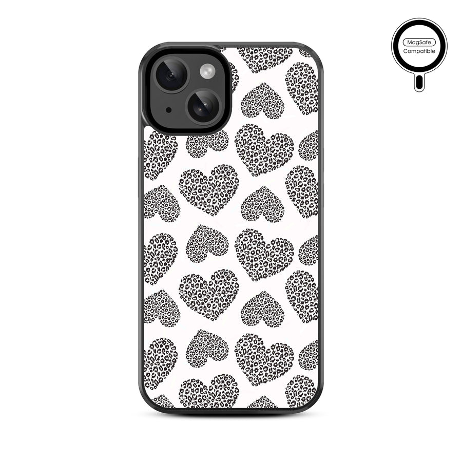 MyBat Design Lab Series MagSafe Case for Apple iPhone 17e / 16e / 14 / 13 - Leopard Print Hearts - MIP13CSLESMSM098-3.jpg