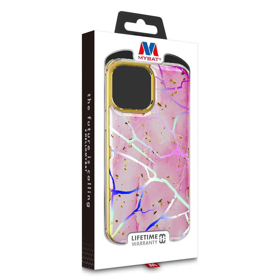 MyBat TUFF Kleer Hybrid Case for Apple iPhone 13 Pro - Pink Marbling / Electroplating Gold - MIP13PCSE4TM205-8.jpg