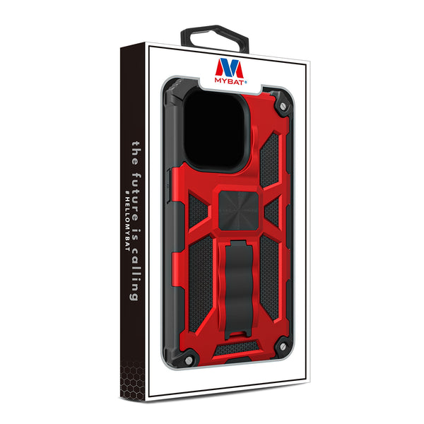 MyBat Sturdy Hybrid Protector Cover (with Stand) for Apple iPhone 13 Pro - Red / Black - MIP13PCSFSSS003-10.jpg