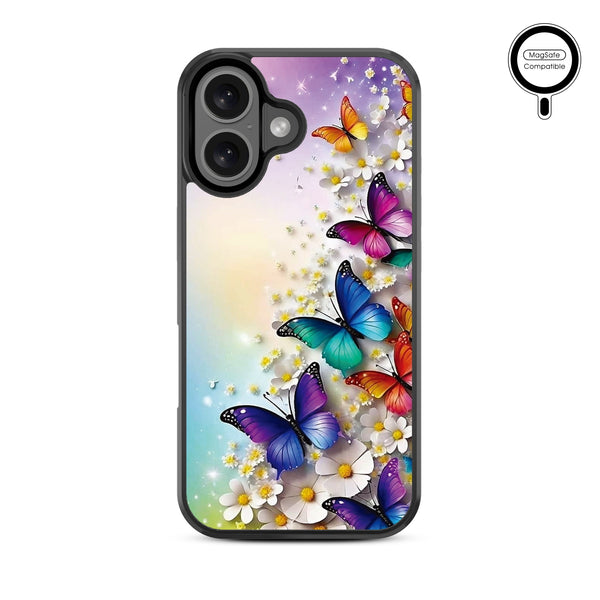 MyBat Design Lab Series MagSafe Case for Apple iPhone 16 - Rainbow Butterflies - MIP16CSLESMSM187-3.jpg