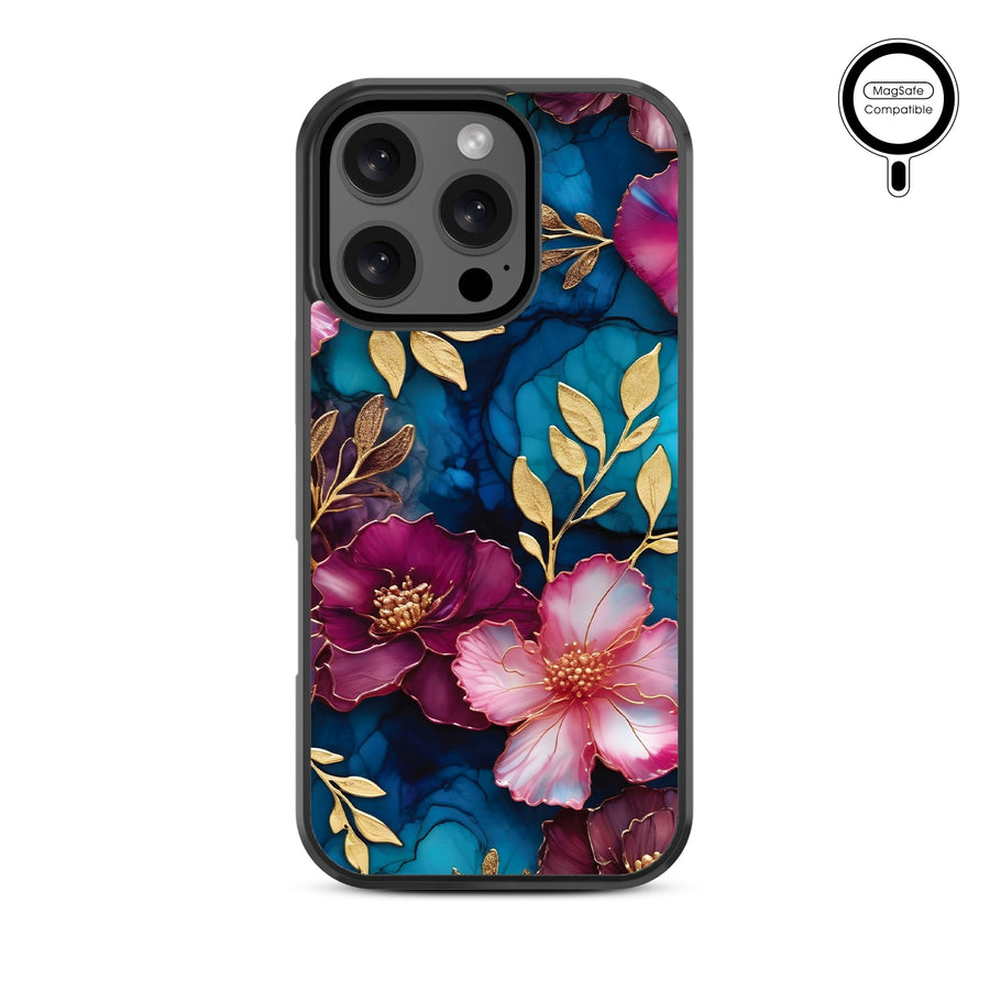 MyBat Design Lab Series MagSafe Case for Apple iPhone 16 Pro - Gilded Petals - MIP16PCSLESMSM188-3.jpg