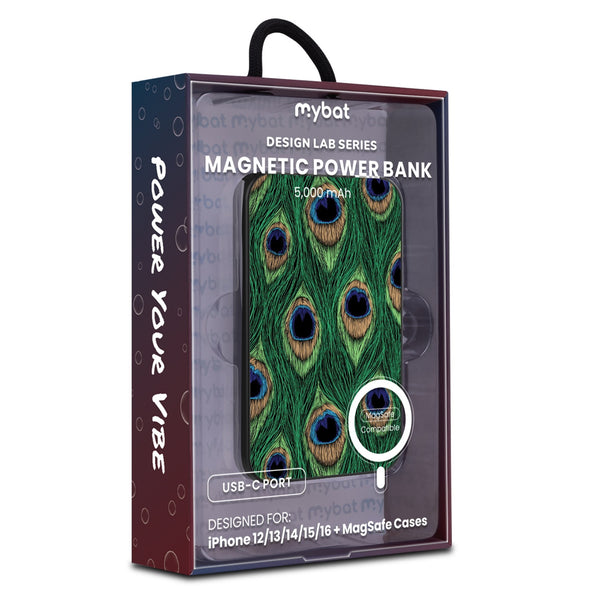MyBat Design Lab 5000mAh Magnetic Wireless Power Bank - Black - Peacock Feathers - MPBBAT131-BK-018-9.jpg