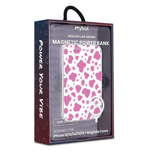 MyBat Design Lab 5000mAh Magnetic Wireless Power Bank - White - Pink Cow Print - MPBBAT132-WH-015-9.jpg