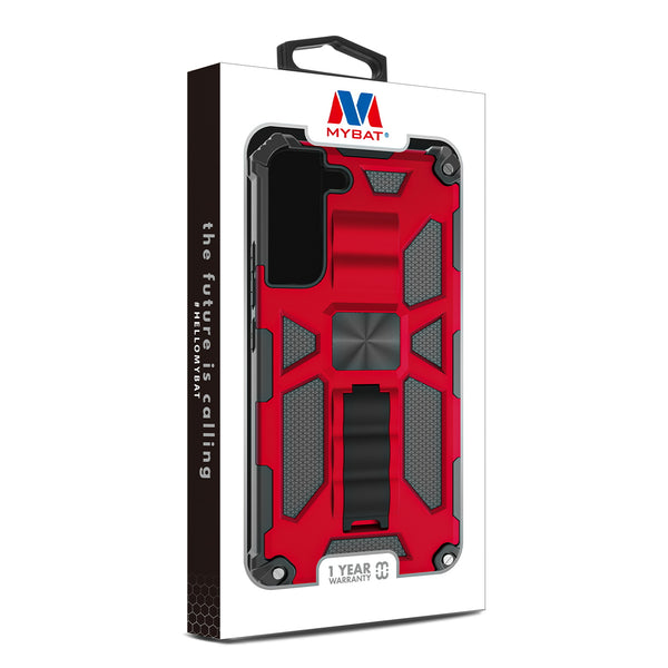 MyBat Sturdy Hybrid Protector Cover (with Stand) for Samsung Galaxy S22 Plus - Red / Black - MSS22PCSFSSS003-10.jpg