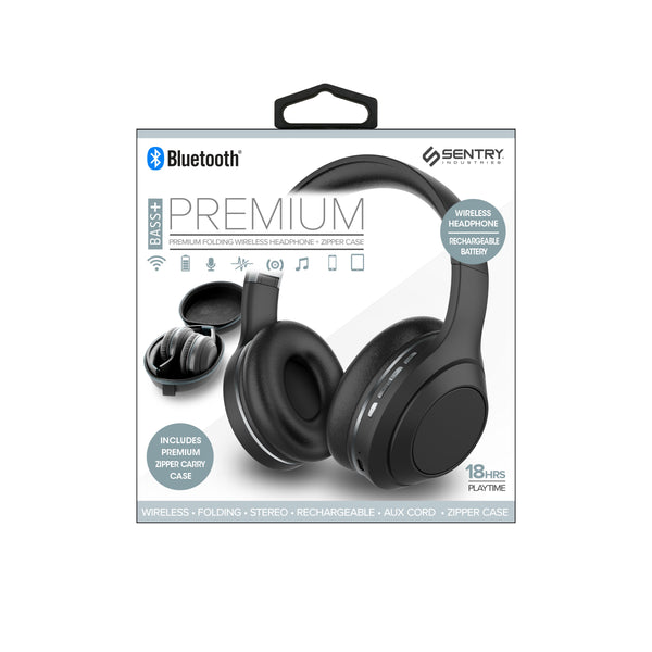 Sentry Premium Bluetooth Heaphones with Zipper Carrying Case - BLACK - BT820Z-2.jpg