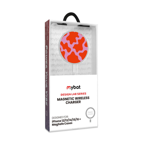 MyBat Design Lab Magnetic Wireless Charger - Silver - Pink Retro Splashes - MCGWIRC18SL-094-8.jpg