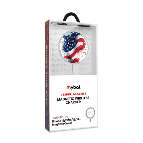 MyBat Design Lab Magnetic Wireless Charger - Silver - Patriotic Flag Painiting - MCGWIRC18SL-346-8.jpg