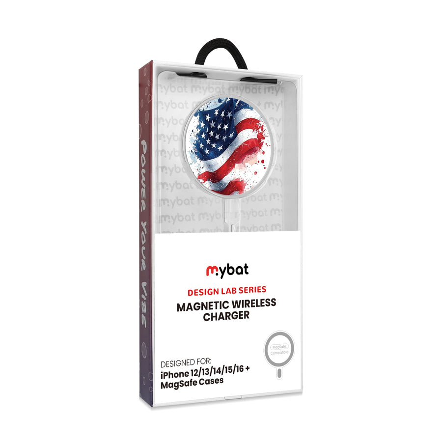 MyBat Design Lab Magnetic Wireless Charger - Silver - Patriotic Flag Painiting - MCGWIRC18SL-346-8.jpg