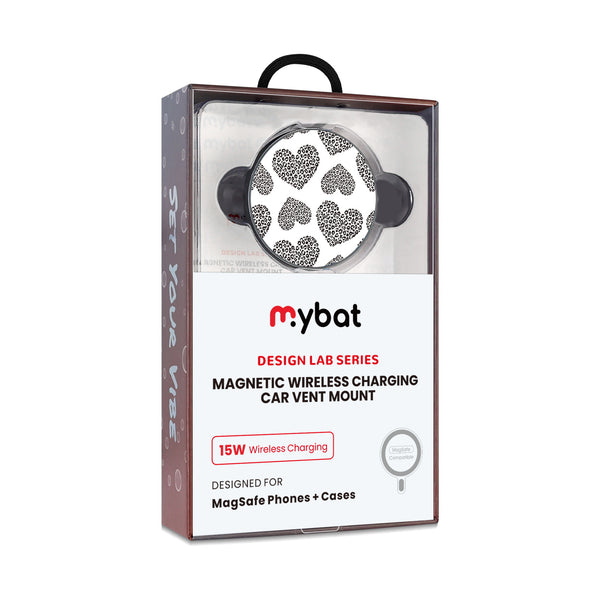 MyBat Design Lab Magnetic Wireless Charging Vent Mount - Black - Leopard Print Hearts - MCGWIRC21BK-098-10.jpg