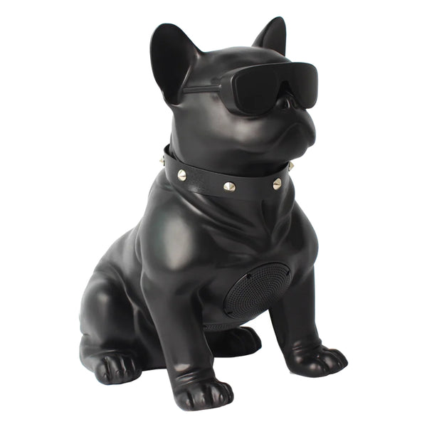 MaxPower Wooof Frenchie Style 13" Tall Dog Speaker With Glasses And Mic - Black