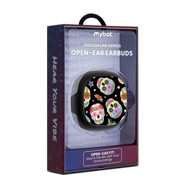 MyBat Design Lab Open-Ear Earbuds - Black - Day of the Dead - MFHSBTST251-056-10.jpg