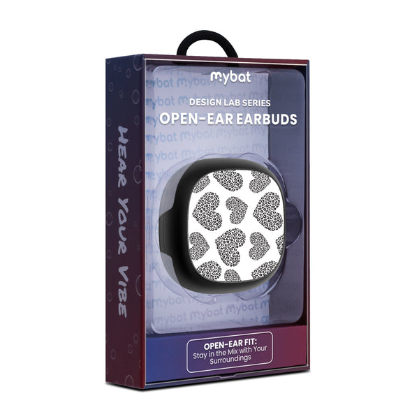 MyBat Design Lab Open-Ear Earbuds - Black - Leopard Print Hearts - MFHSBTST251-098-10.jpg
