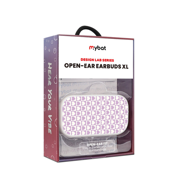 MyBat Design Lab Open-Ear Earbuds XL - White - Heart Grid - MFHSBTST272-339-10.jpg