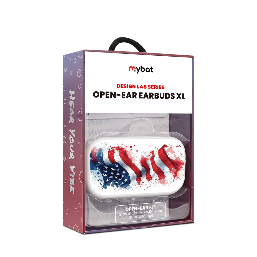 MyBat Design Lab Open-Ear Earbuds XL - White - Patriotic Flag Painiting - MFHSBTST272-346-10.jpg