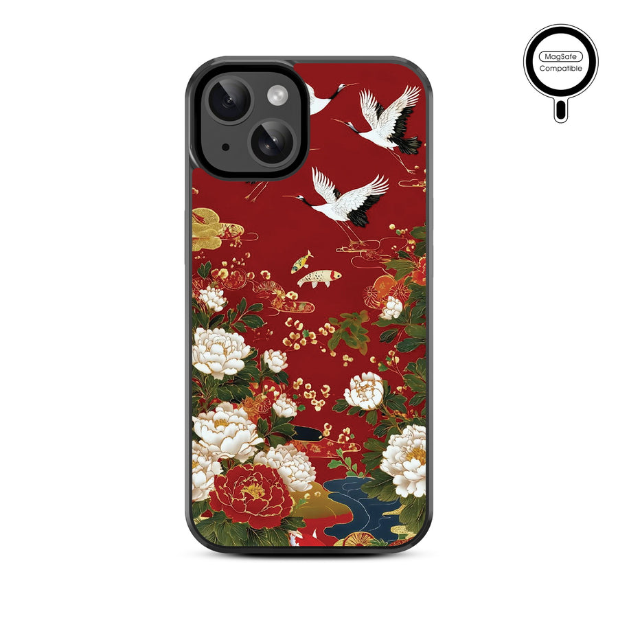 MyBat Design Lab Series MagSafe Case for Apple iPhone 17e / 16e / 14 / 13 - Crane and Koi Fish - MIP13CSLESMSM391-3.jpg